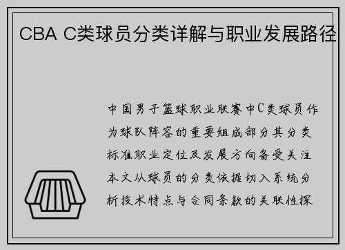 CBA C类球员分类详解与职业发展路径